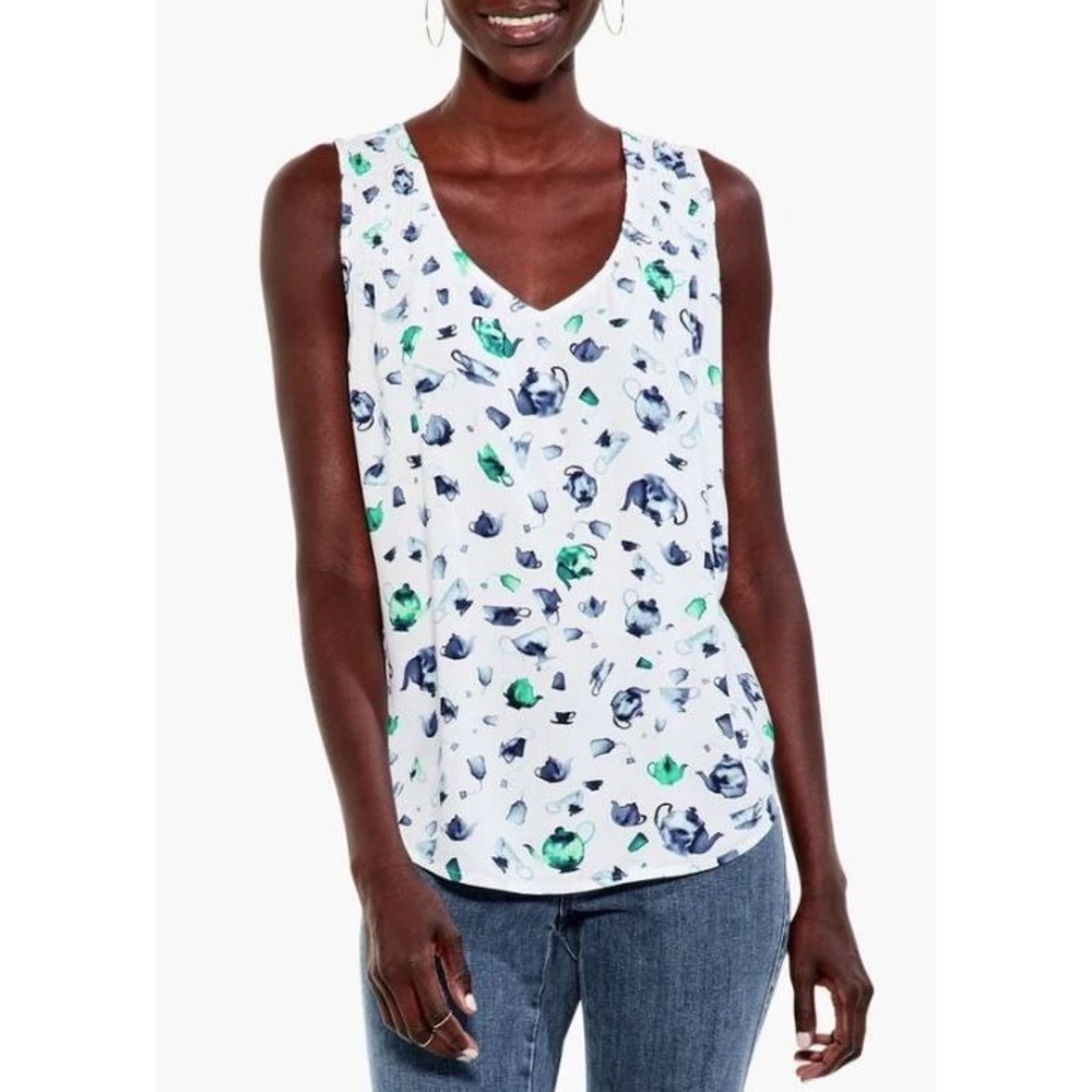 Nic + Zoe Women's Sleeveless V-Neck Garden Party Tank in Tea Time Multi Medium